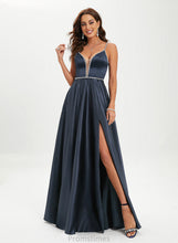 Load image into Gallery viewer, With Prom Dresses Ball-Gown/Princess Emily V-neck Satin Floor-Length Sequins Beading