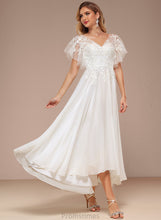 Load image into Gallery viewer, Dress Lace Ruffle A-Line Tulle Wedding Dresses Chasity With V-neck Wedding Asymmetrical