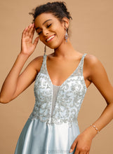 Load image into Gallery viewer, Train Kaleigh Beading V-neck With Prom Dresses Satin Ball-Gown/Princess Sweep