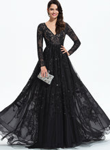 Load image into Gallery viewer, Sequins Prom Dresses With Tulle V-neck Rosemary Ball-Gown/Princess Sweep Lace Train