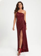 Load image into Gallery viewer, With Sequins Floor-Length Cali Ruffle One-Shoulder Sequined Sheath/Column Prom Dresses