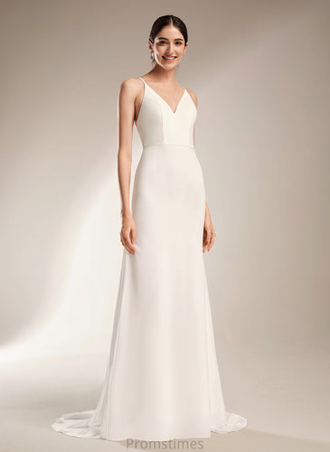 Wedding Kaila With Wedding Dresses Sheath/Column Chiffon V-neck Dress Court Train Lace