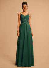 Load image into Gallery viewer, Prom Dresses Beading Floor-Length Sequins A-Line Chiffon Lace Faith With V-neck