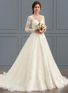 Lace Cora Wedding Dresses Train Court Wedding Dress Ball-Gown/Princess Tulle Illusion