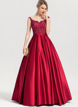 Load image into Gallery viewer, With Lace Ball-Gown/Princess Floor-Length Scoop Prom Dresses Illusion Sequins Satin Jaylyn