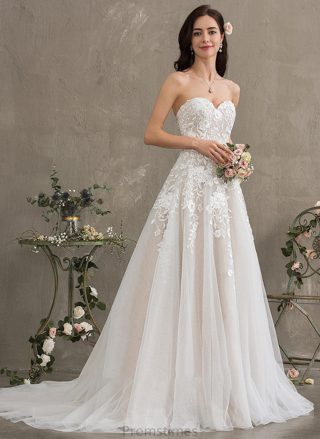 Train Wedding Dress Ball-Gown/Princess Sweetheart Tulle Wedding Dresses Carleigh Court