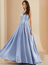 Load image into Gallery viewer, Pockets Ball-Gown/Princess Prom Dresses Satin Ruffle Deborah V-neck Floor-Length With