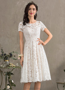 Wedding Dresses Knee-Length Scoop Madalyn Lace Neck A-Line Dress Wedding