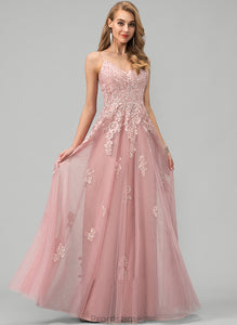 Prom Dresses Ball-Gown/Princess Rosie Floor-Length Lace With Tulle V-neck