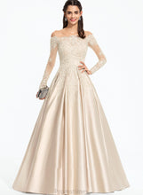 Load image into Gallery viewer, Sweep Olympia Prom Dresses Satin Ball-Gown/Princess With Train Off-the-Shoulder Sequins