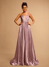 Load image into Gallery viewer, Sweep V-neck Satin Prom Dresses Train Ball-Gown/Princess Ana