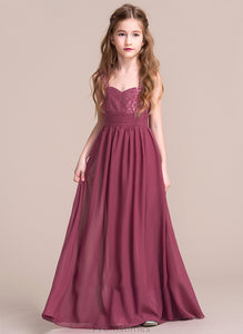 Jayleen A-Line Junior Bridesmaid Dresses Floor-Length With Chiffon Sweetheart Ruffle