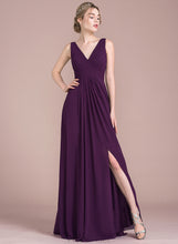 Load image into Gallery viewer, Donna Split Front Floor-Length V-neck With A-Line Prom Dresses Chiffon Ruffle