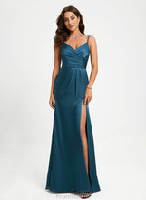 Load image into Gallery viewer, V-neck Floor-Length Prom Dresses With Sheath/Column Pleated Cherish Satin