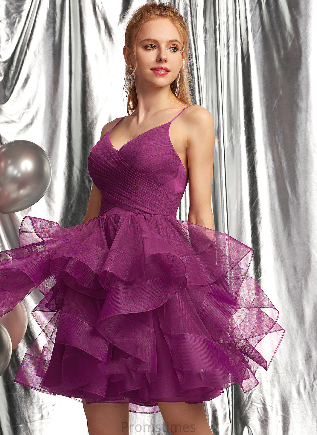 Alana Tulle Ball-Gown/Princess Short/Mini V-neck Prom Dresses