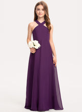 Load image into Gallery viewer, V-neck Lea A-Line Chiffon Floor-Length Junior Bridesmaid Dresses