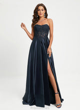 Load image into Gallery viewer, Lace A-Line Satin Sweetheart With Carina Sweep Train Prom Dresses