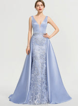 Load image into Gallery viewer, Sweep With V-neck Ball-Gown/Princess Heidi Beading Prom Dresses Train Satin Sequins