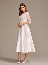 Load image into Gallery viewer, Pockets Wedding Mattie Neck A-Line Tea-Length Wedding Dresses With Dress Scoop