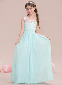 Jazlene Chiffon A-Line V-neck Junior Bridesmaid Dresses Floor-Length