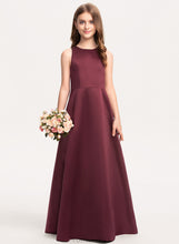 Load image into Gallery viewer, Junior Bridesmaid Dresses Neck Satin Floor-Length Scoop Cassidy A-Line