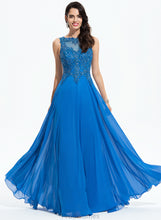 Load image into Gallery viewer, A-Line Chiffon Neck Prom Dresses Sequins Lace Beading Floor-Length With Bridget Scoop