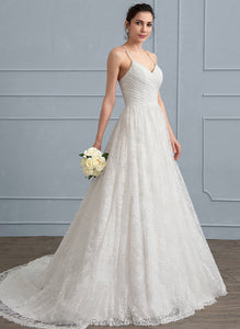 Lace Sweetheart With Wedding Train Sweep Wedding Dresses Jaelynn A-Line Dress Ruffle