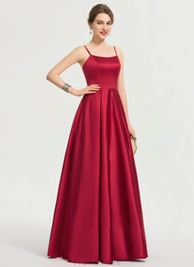 Gertie Square Prom Dresses Satin Neckline A-Line Floor-Length