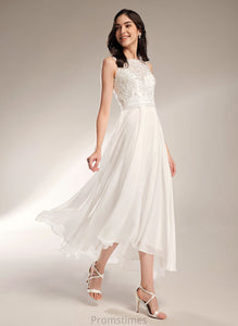 A-Line Wedding Dress Perla Neck Wedding Dresses Scoop Asymmetrical