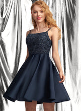 Load image into Gallery viewer, Lace Sequins Prom Dresses Satin With Neckline Kamari Square Short/Mini A-Line