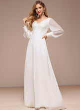 Load image into Gallery viewer, V-neck Wedding Chiffon Laurel A-Line Lace Sequins Floor-Length Dress Wedding Dresses With