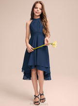 Load image into Gallery viewer, Scoop Asymmetrical Chiffon Neck A-Line Addyson Junior Bridesmaid Dresses With Ruffles