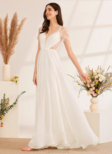 V-neck Lois A-Line Ruffle Dress Floor-Length Wedding Dresses Wedding With