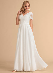 V-neck Wedding Dresses Floor-Length Lace A-Line Sloane Wedding Dress Chiffon