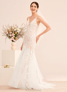 Trumpet/Mermaid Wedding Dresses Wedding Lace Court Dress Lauryn With V-neck Train