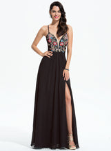 Load image into Gallery viewer, Floor-Length Sequins A-Line With Chiffon Prom Dresses Lace Areli V-neck