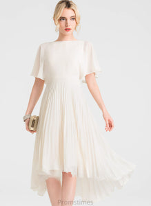 Alannah A-Line Dress Wedding Neck Scoop Pleated With Chiffon Wedding Dresses Asymmetrical