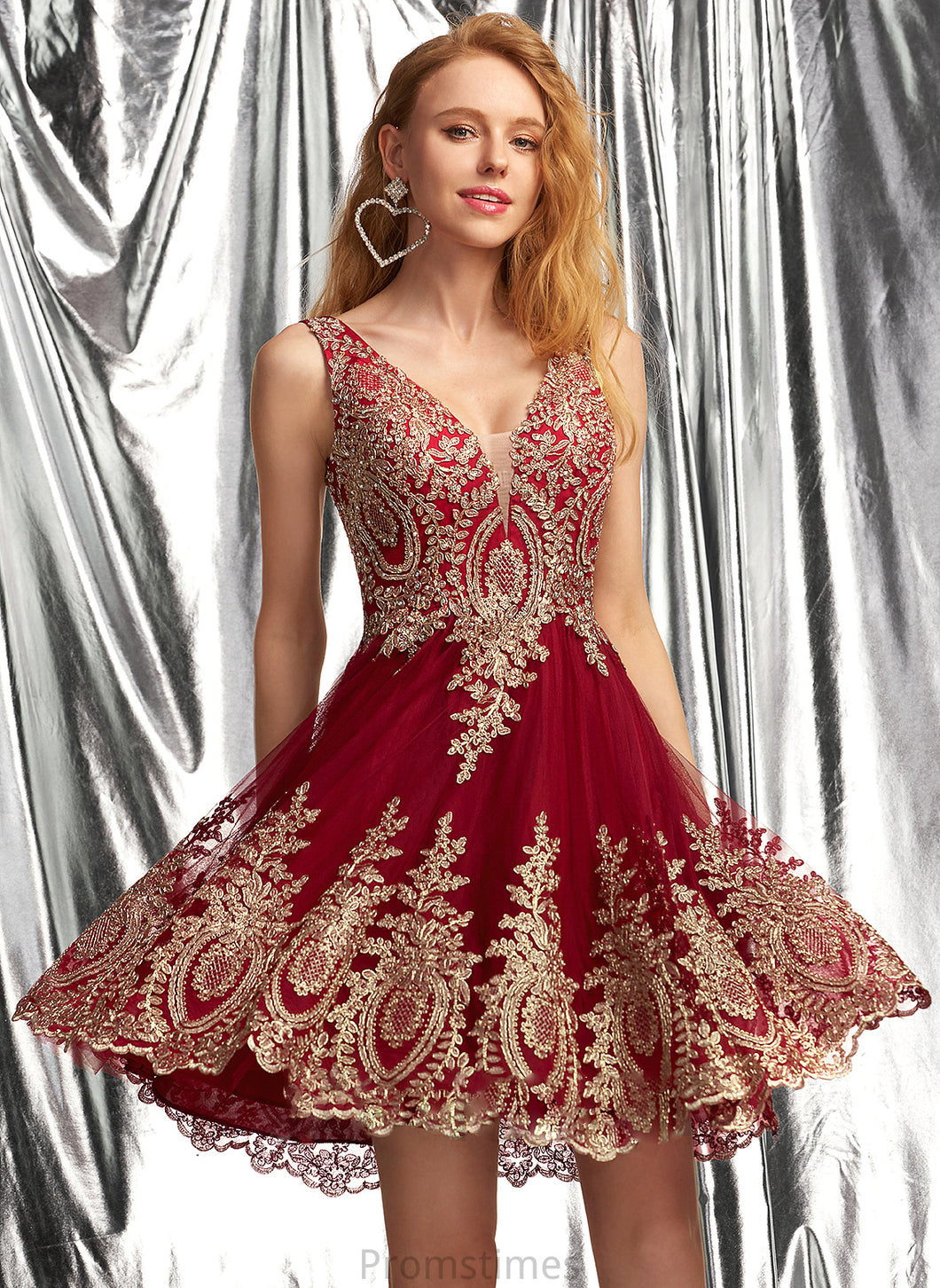 Appliques Short/Mini With Tulle Lace V-neck Alexia Prom Dresses A-Line