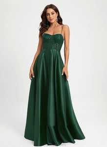 Floor-Length Sequins With Satin A-Line Callie Prom Dresses Sweetheart