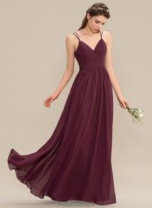 Lace With V-neck Floor-Length Prom Dresses Ruffle Ashlyn A-Line Chiffon