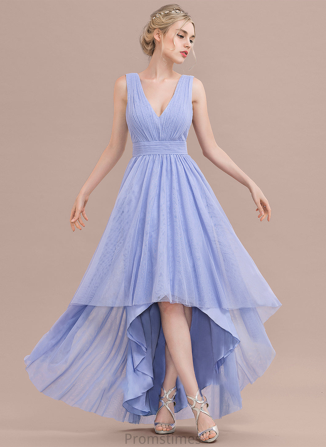 Ball-Gown/Princess Prom Dresses With V-neck Tulle Ruffle Julianne Asymmetrical