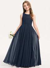 Load image into Gallery viewer, Floor-Length Ruffle Neck A-Line With Junior Bridesmaid Dresses Chiffon Scoop Nita