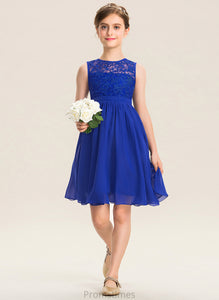 Jimena Scoop A-Line Knee-Length Neck Junior Bridesmaid Dresses Lace Chiffon