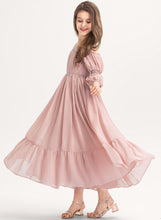 Load image into Gallery viewer, Neckline Chiffon Sal With Junior Bridesmaid Dresses Lace Ruffle A-Line Ankle-Length Square