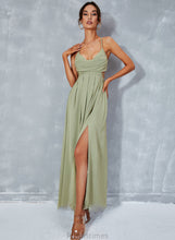 Load image into Gallery viewer, Neck A-Line Cassandra Split With Cowl Prom Dresses Ankle-Length Front