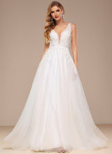 Load image into Gallery viewer, Esther Lace Tulle Sequins V-neck Dress Sweep A-Line Train Wedding With Wedding Dresses