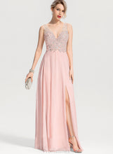 Load image into Gallery viewer, A-Line With Mariah Beading Prom Dresses V-neck Floor-Length Chiffon Sequins