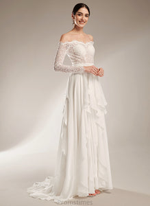 With Off-the-Shoulder Wedding Gwendolyn Wedding Dresses Ruffle Court A-Line Train Dress