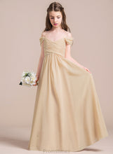 Load image into Gallery viewer, Floor-Length Chiffon Off-the-Shoulder Fatima Junior Bridesmaid Dresses A-Line Ruffle With