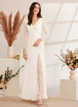 Load image into Gallery viewer, Floor-Length A-Line Dress Wedding Dresses With Mckenna V-neck Wedding Bow(s) Lace